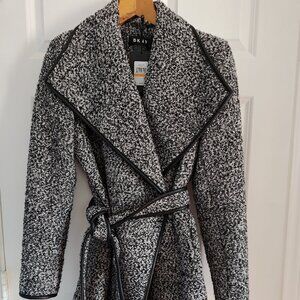 DKNY - Sz. S - Oversized Thick Wool Buttoned Winter Coat - B&W